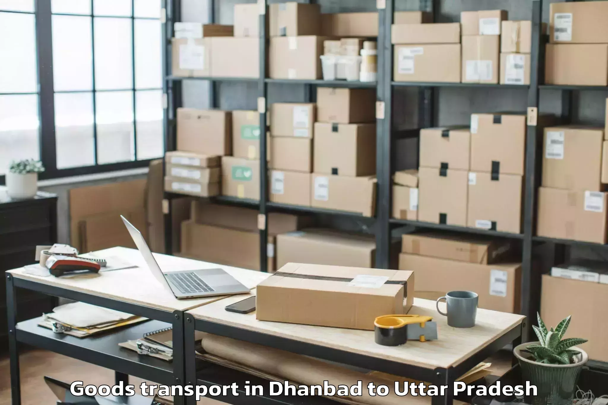 Book Dhanbad to Monad University Hapur Goods Transport